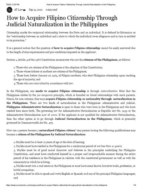 How to Acquire Filipino Citizenship Through Judicial .